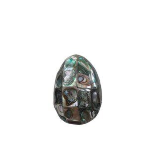 Abalone Mother Of Pearl Inlay Egg Paperweight Decor